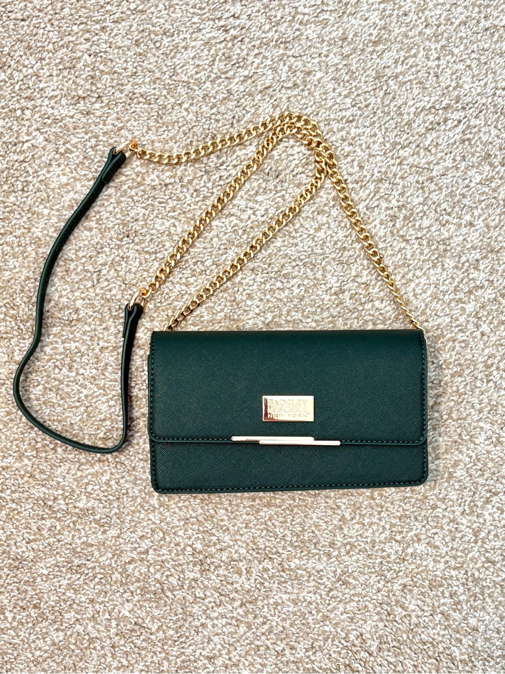 Badgley Mischka The Loise Saffiano Clutch/Chain Shoulder Bag Green